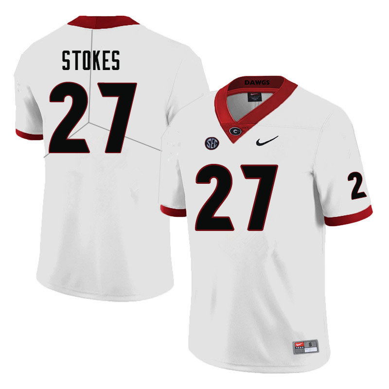 Men #27 Eric Stokes Georgia Bulldogs College Football Jerseys-White - Click Image to Close